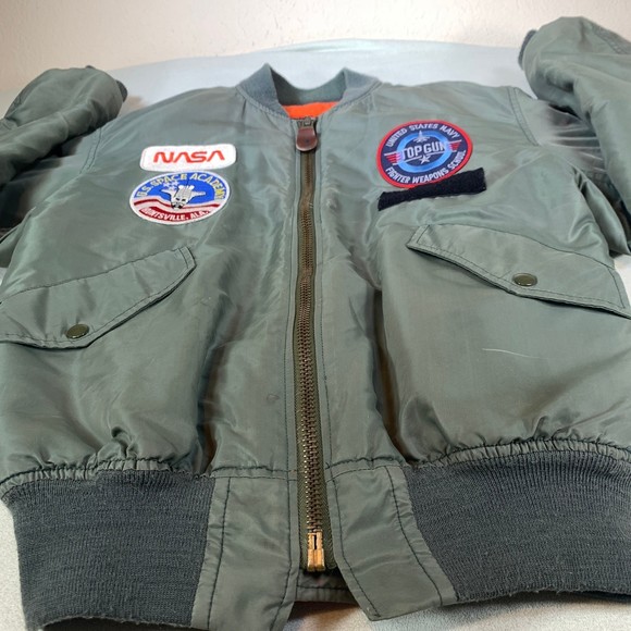 Space gear top gun nasa tomcat f-14 Bomber Jacket usaf vintage USA aviator - Picture 2 of 12